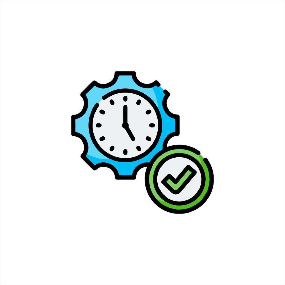 A clock and check mark icon on a white background vector