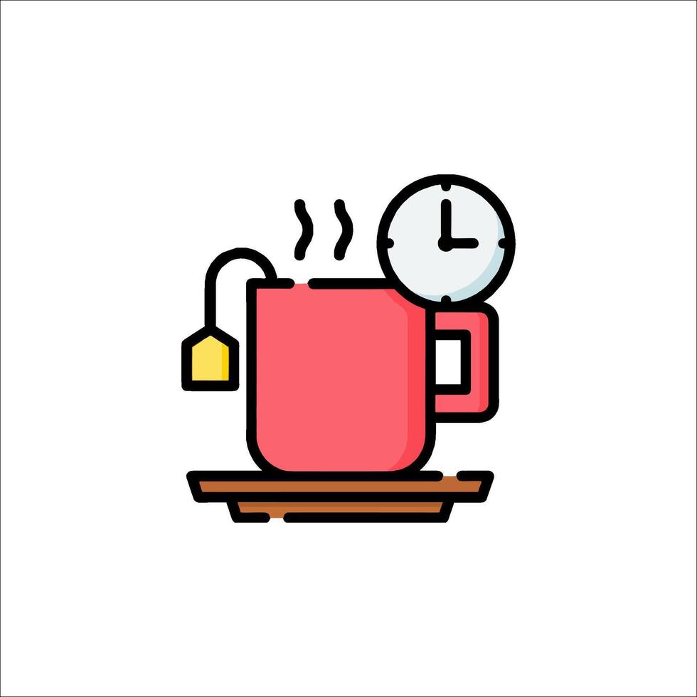 A cup of tea with a clock and a spoon vector
