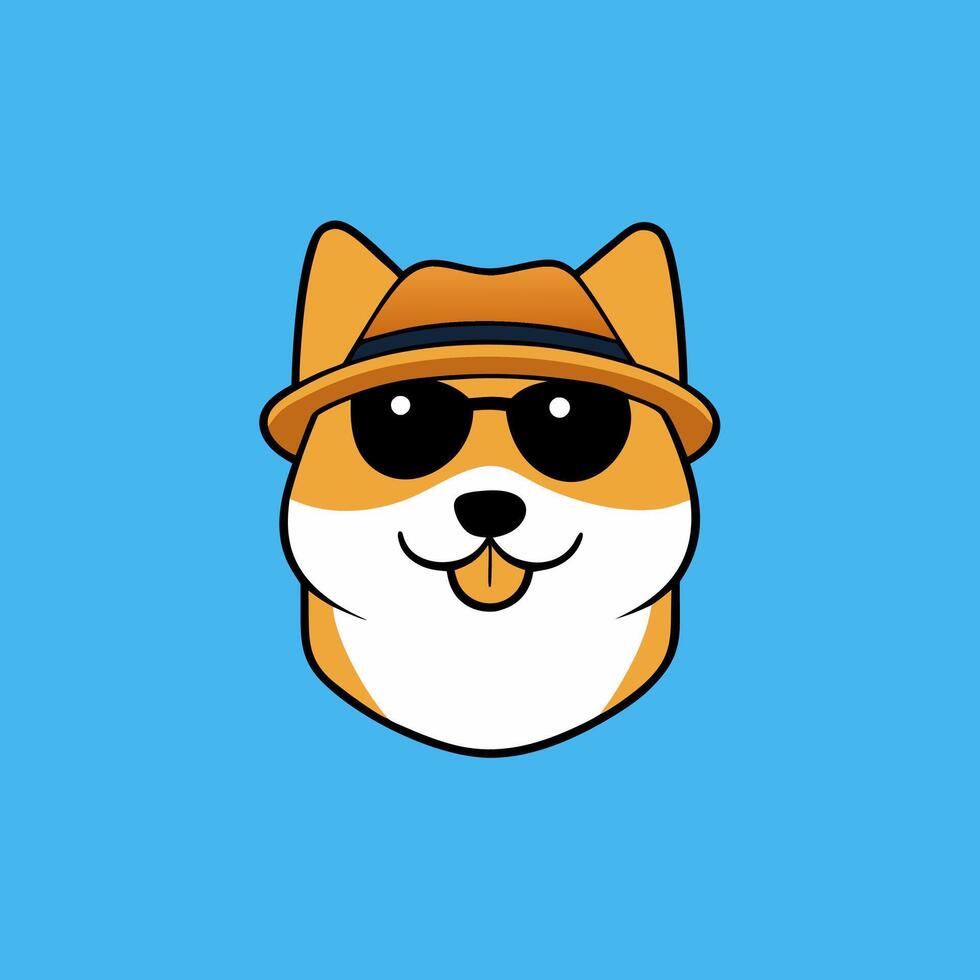 Cute Shiba Inu dog head illustration with a smiling face vector