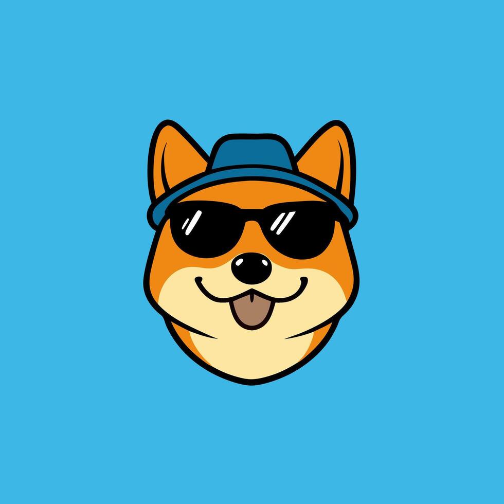 Cute Shiba Inu dog head illustration with a smiling face for pet lovers. vector