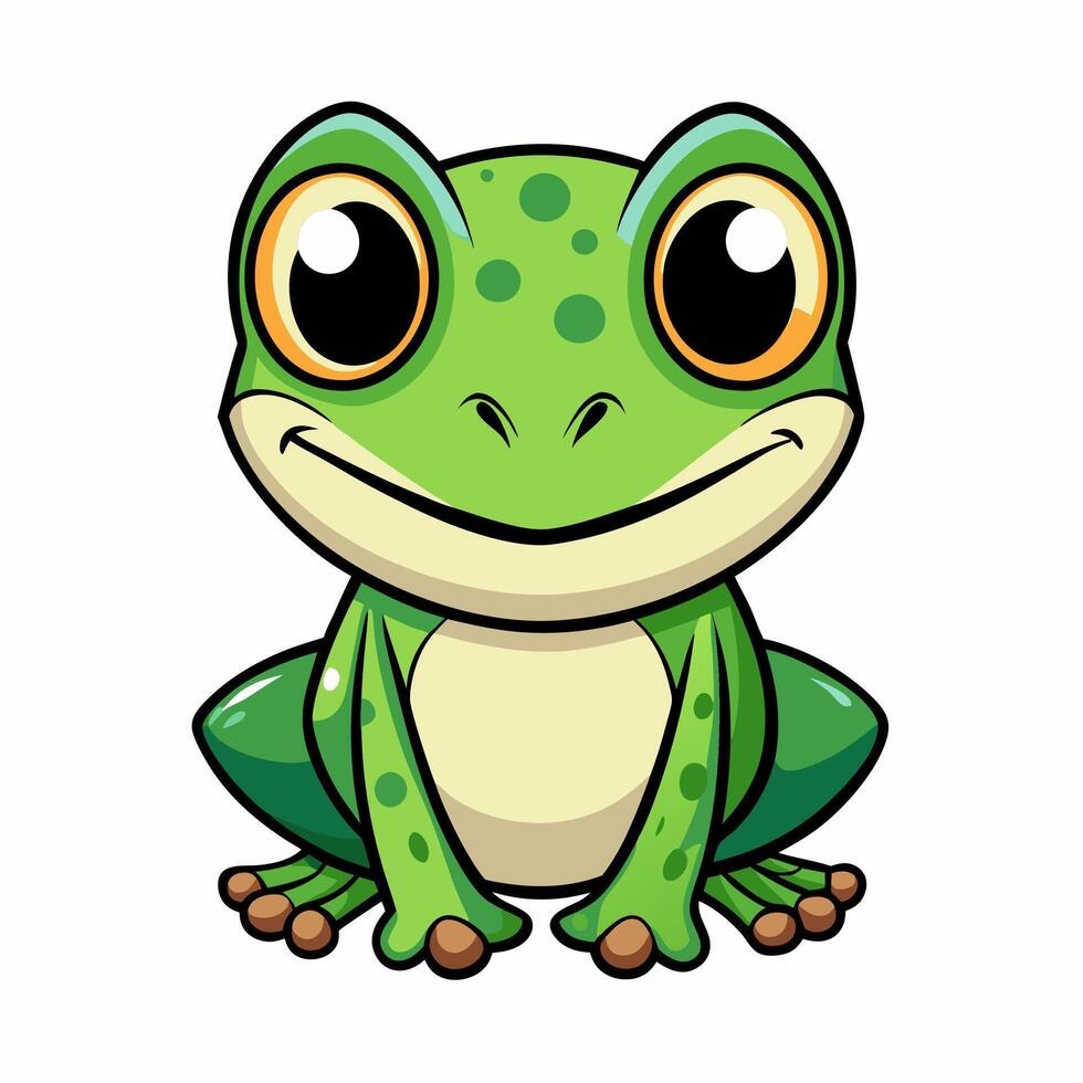 Cute baby frog in Pixar art style, perfect for whimsical designs. vector