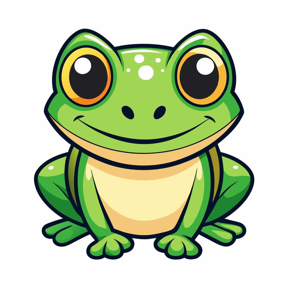 Cute baby frog in Pixar art style, for fun whimsical designs. vector