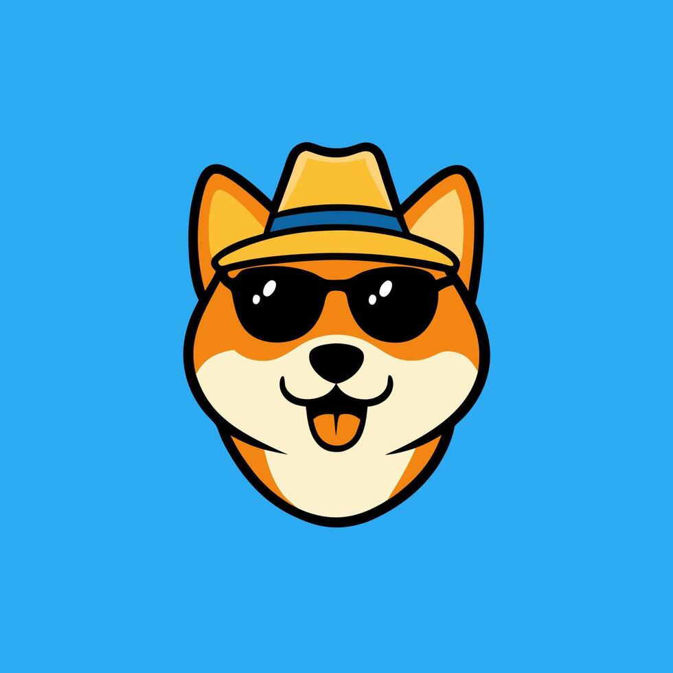 Cute Shiba Inu dog head illustration a smiling face, perfect for pet lovers. vector