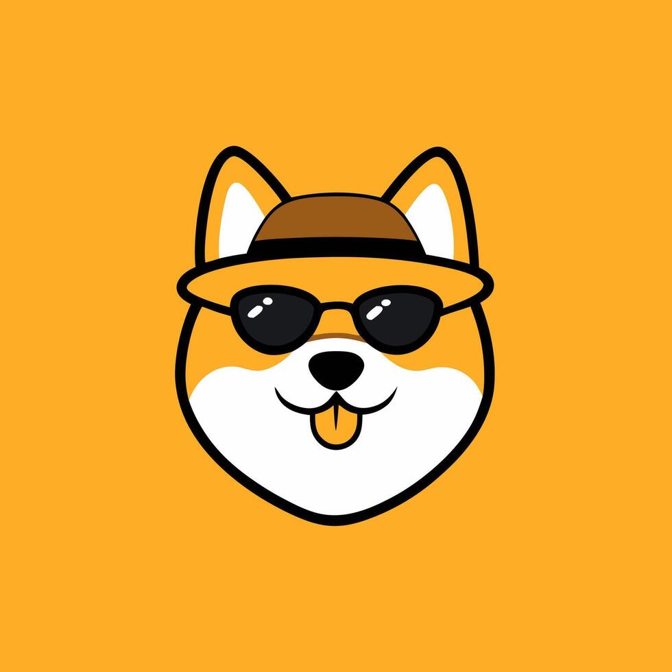 Cute Shiba Inu dog head a smiling face, perfect for pet lovers. vector