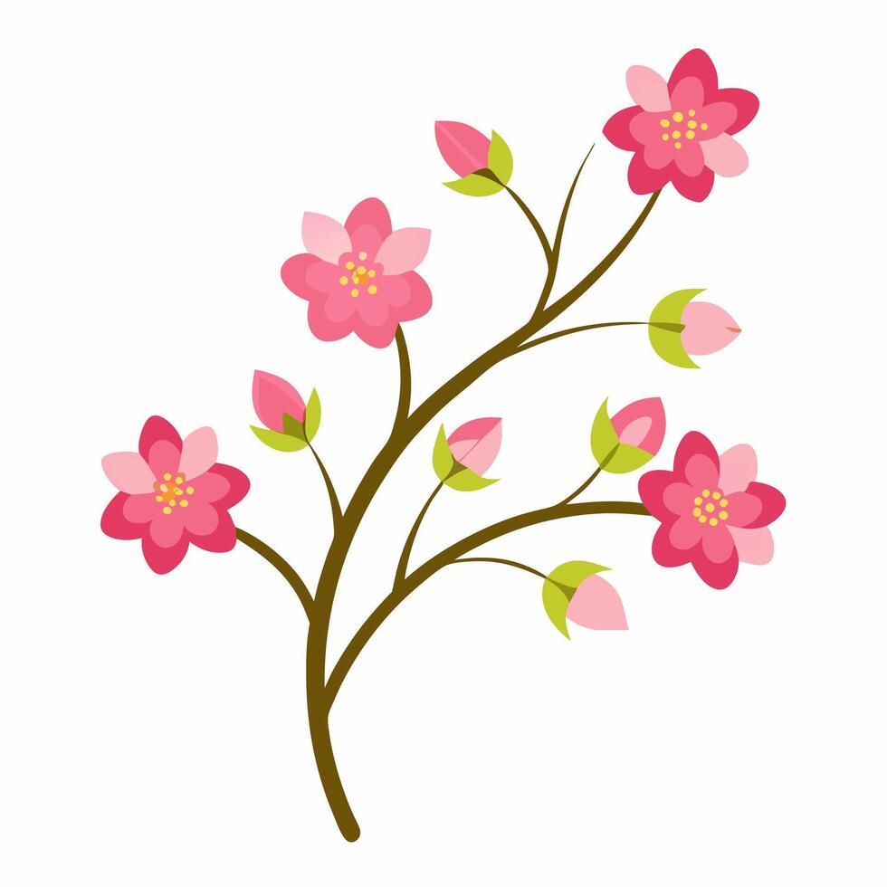 Buttercup branch with pink flowers illustration perfect nature-inspired designs vector