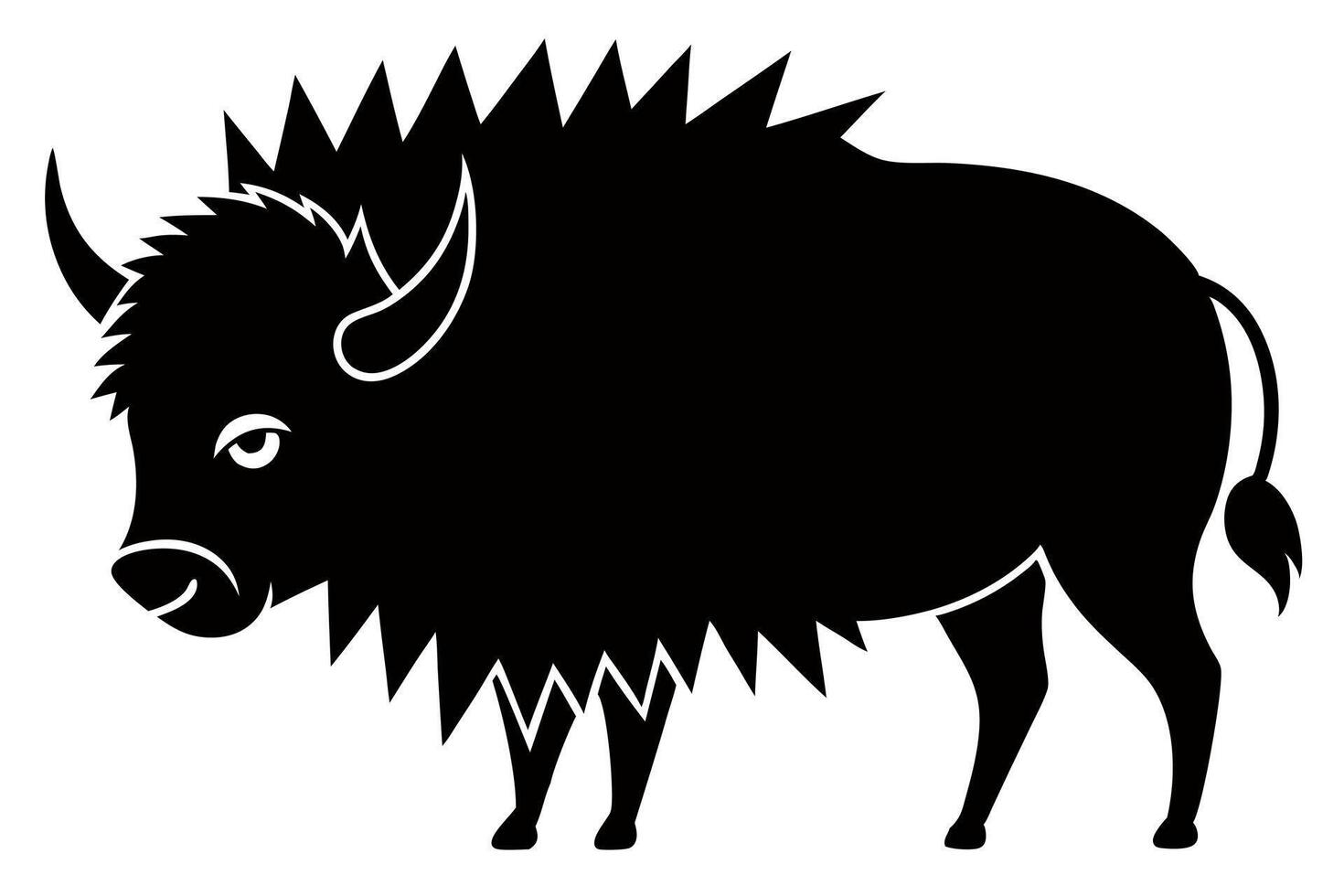 Simple bison silhouette icon for wildlife minimalist design project vector