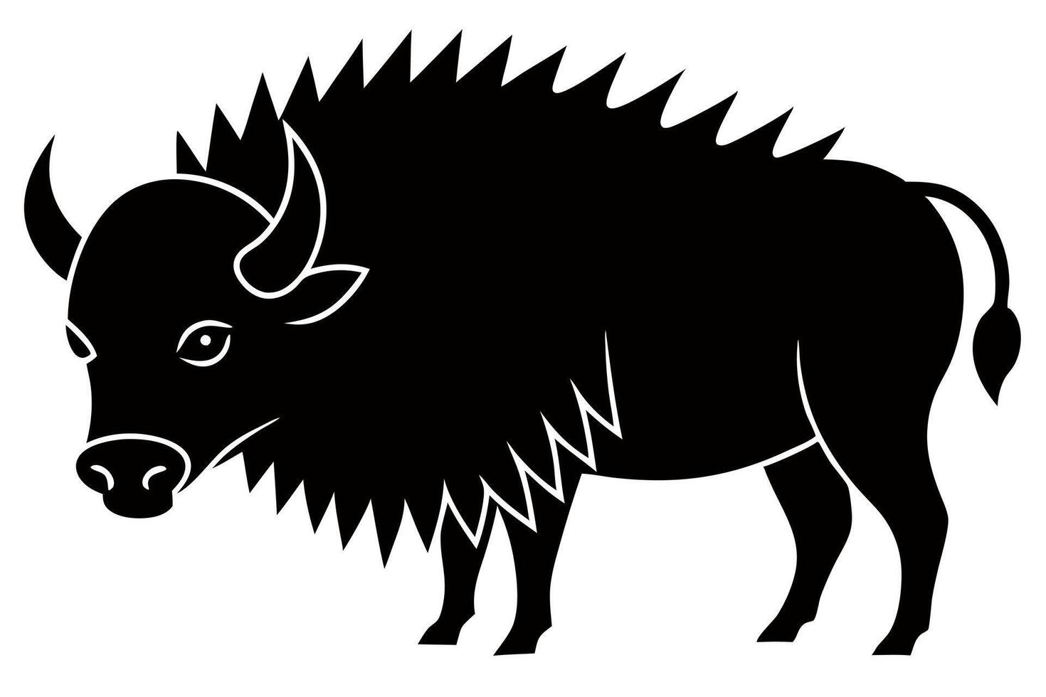 Simple bison silhouette icon for wildlife or minimalist design projects. vector