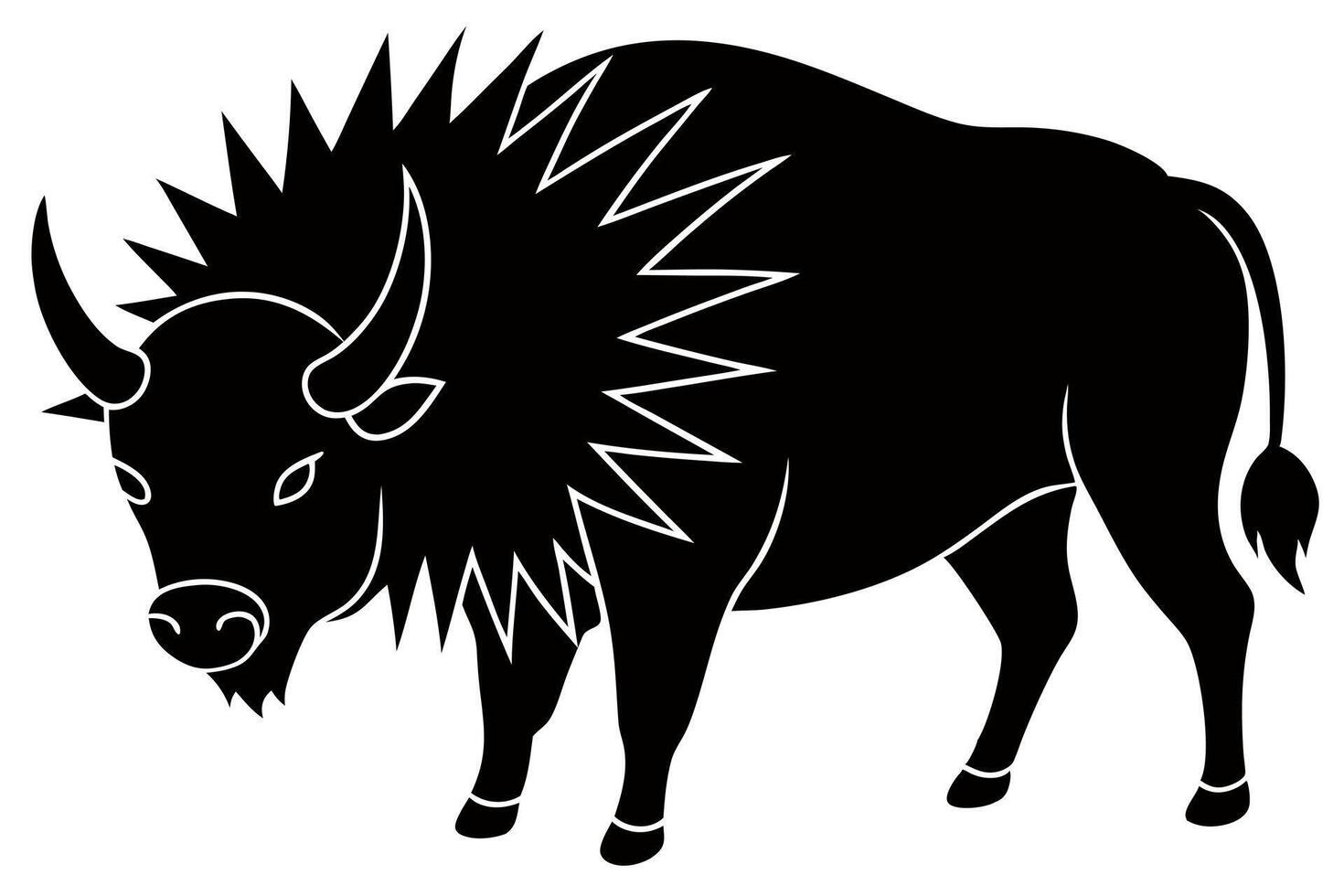 Simple bison silhouette or minimalist design projects. vector