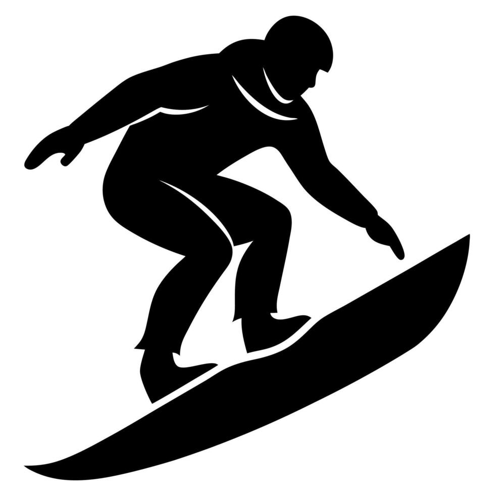 Black silhouette of a man with a surfboard, perfect beach surfing themes. vector