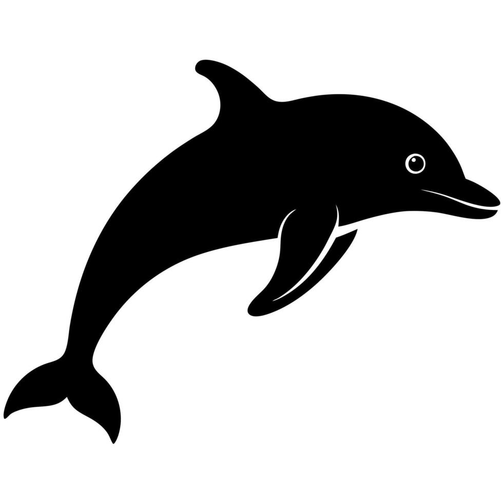 Dolphin silhouette icon showcasing marine clean and elegant design. vector