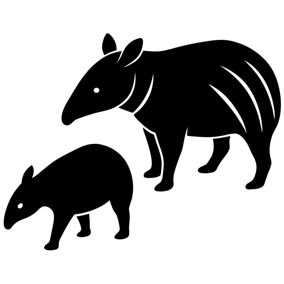 Simple tapir illustration suitable and wildlife artwork. vector