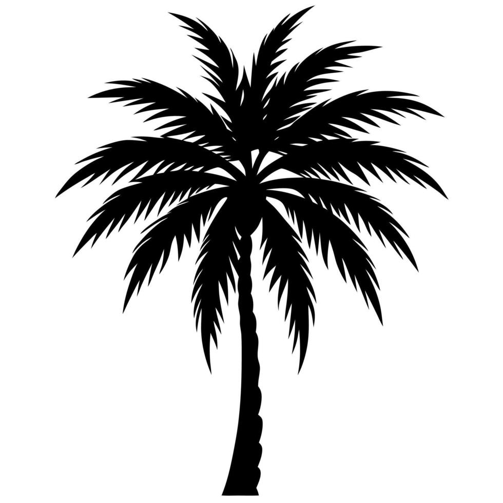 Tropical palm tree silhouette for logos and designs. vector
