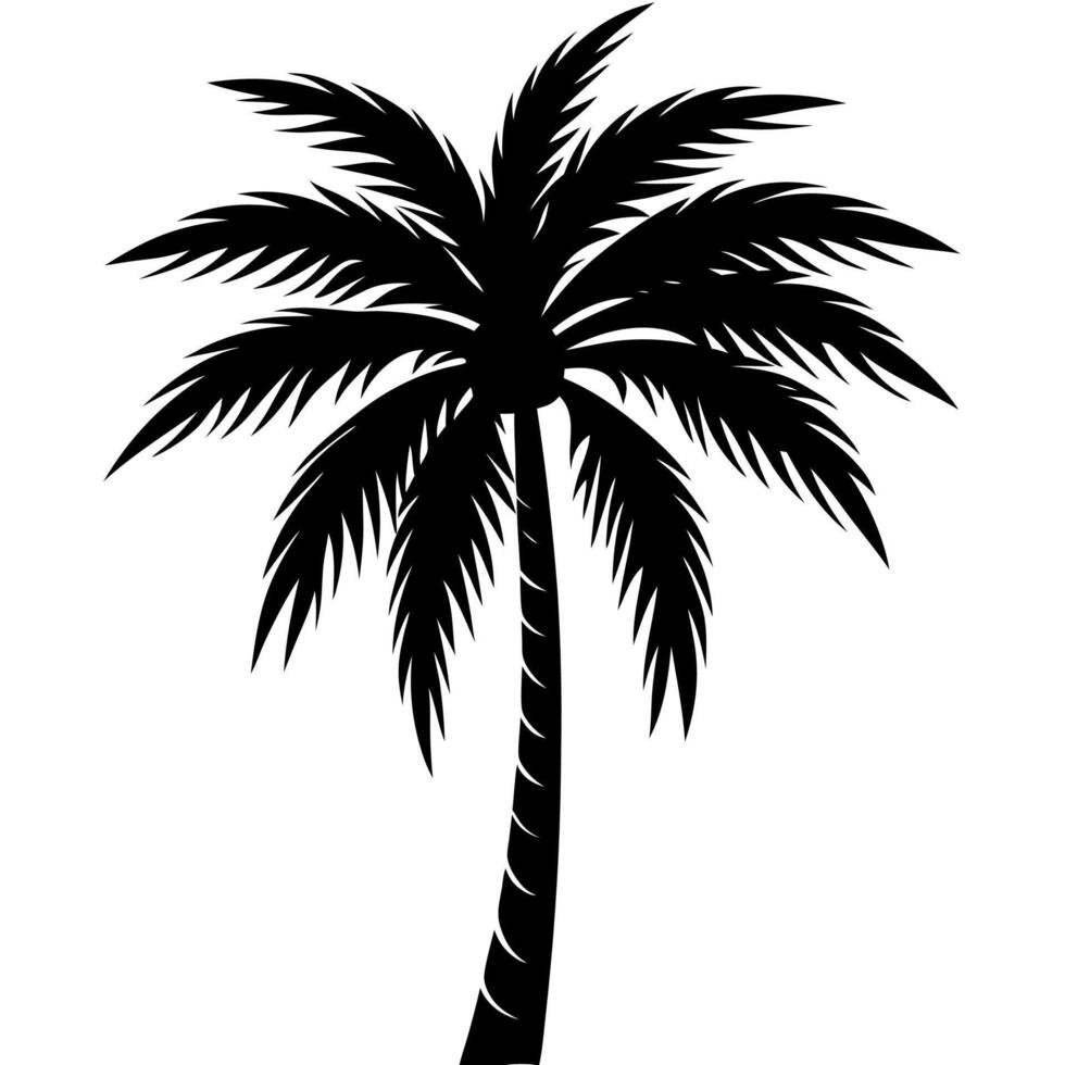 Tropical palm tree silhouette perfect for logos and designs. vector