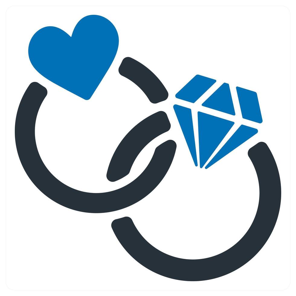 Happy Valentines Rings icon in blue color vector