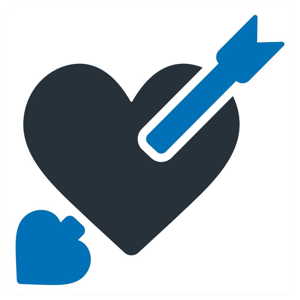 Happy Valentines Heart and Arrow icon in blue color vector