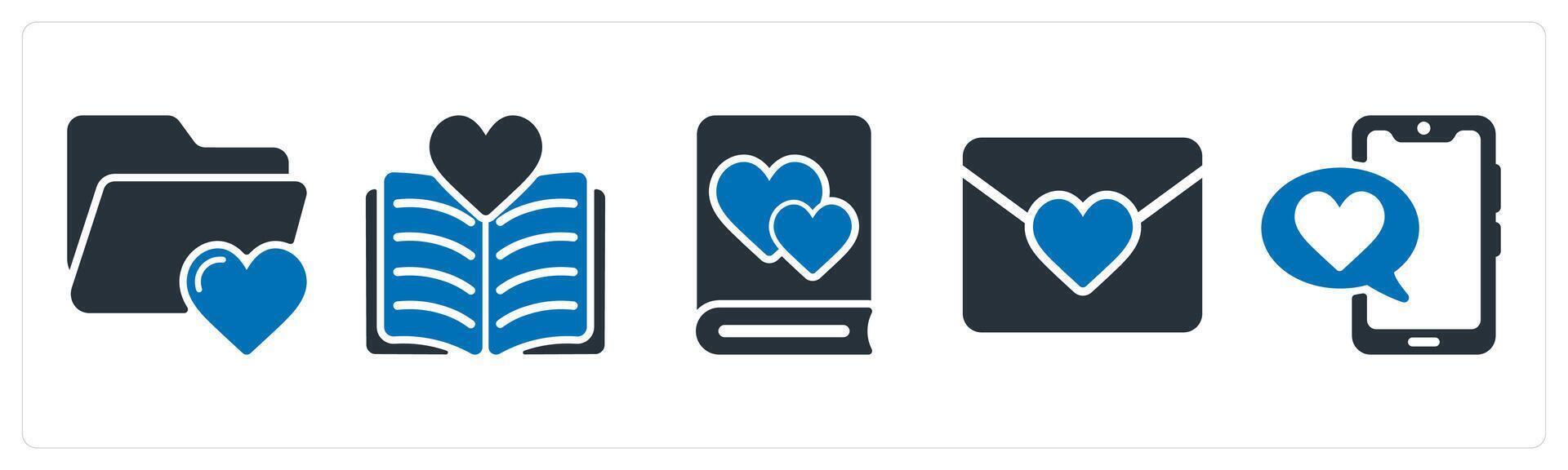 Happy Valentine in blue color as love file, love story, love book vector
