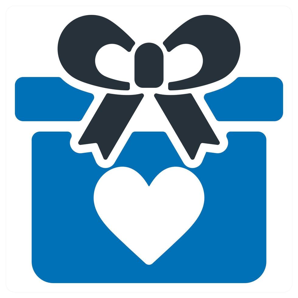 Happy Valentine Gift icon in blue vector
