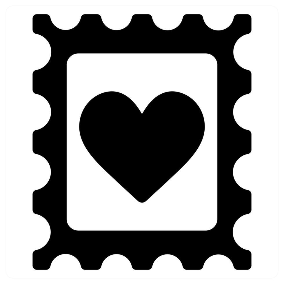 Happy Valentines Postal Stamp icon in black color vector