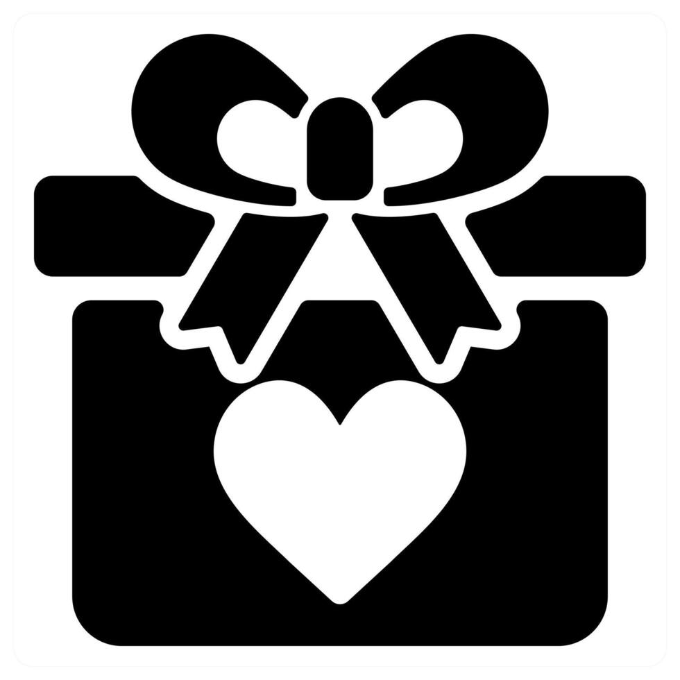 Happy Valentines Gift icon in black concept vector