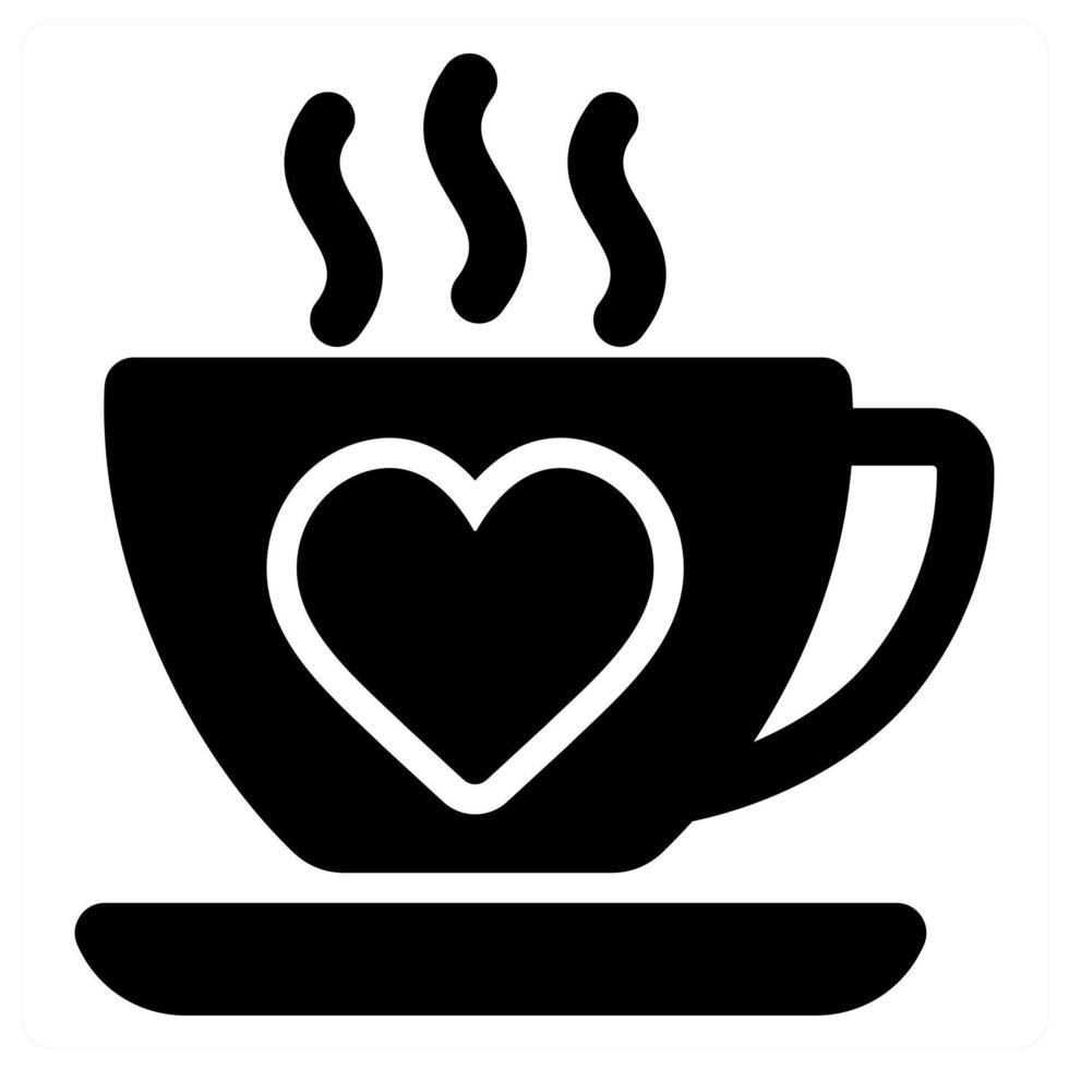 Happy Valentines Coffee icon in black concept vector
