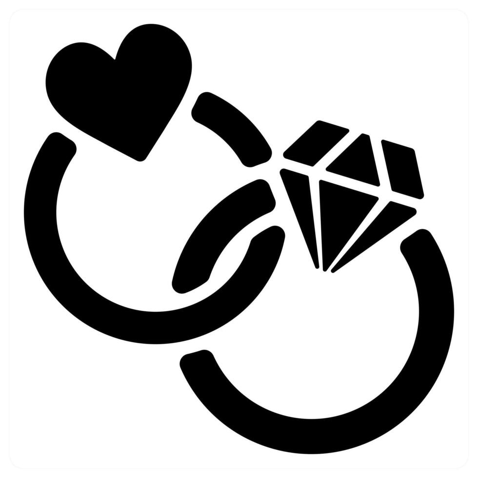 Happy Valentines Rings icon in black color vector