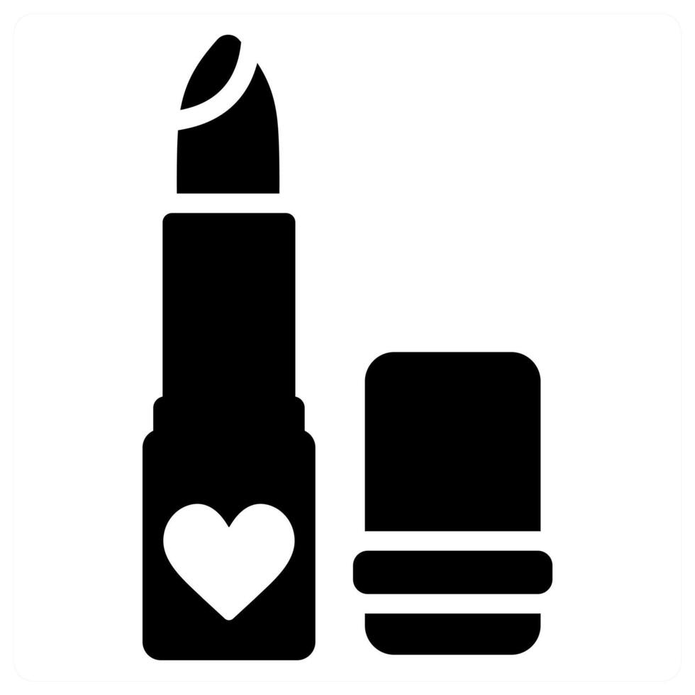Happy Valentines Lipstick icon in black color vector