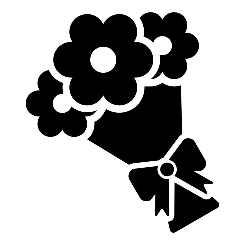 Happy Valentines Bouquet icon in black color vector