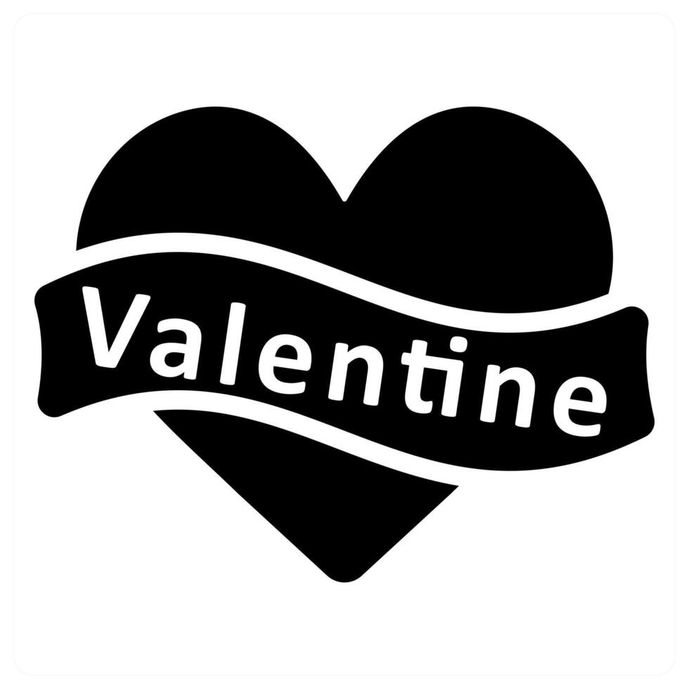 Happy Valentines Valentine icon in black color vector