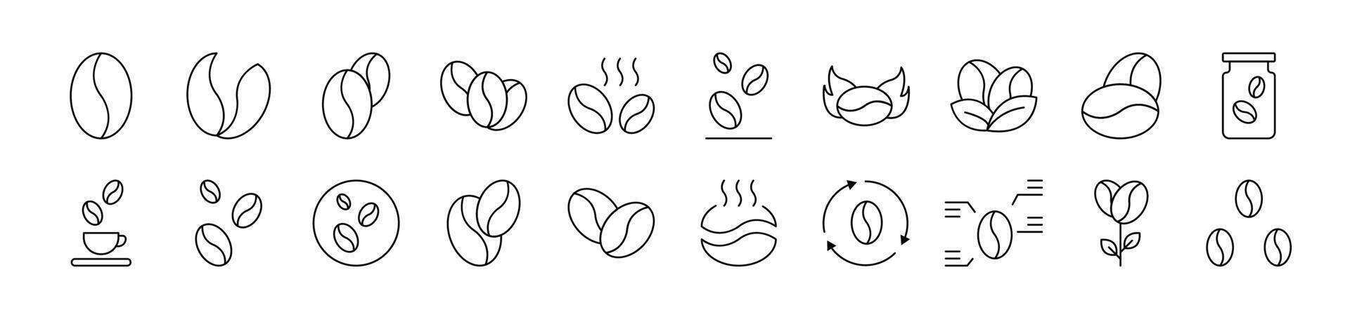 Coffee Grain Line Icon Set. Editable Stroke. Minimalistic Linear Pictogram for Design of Cards, Apps, Banners, Posts vector