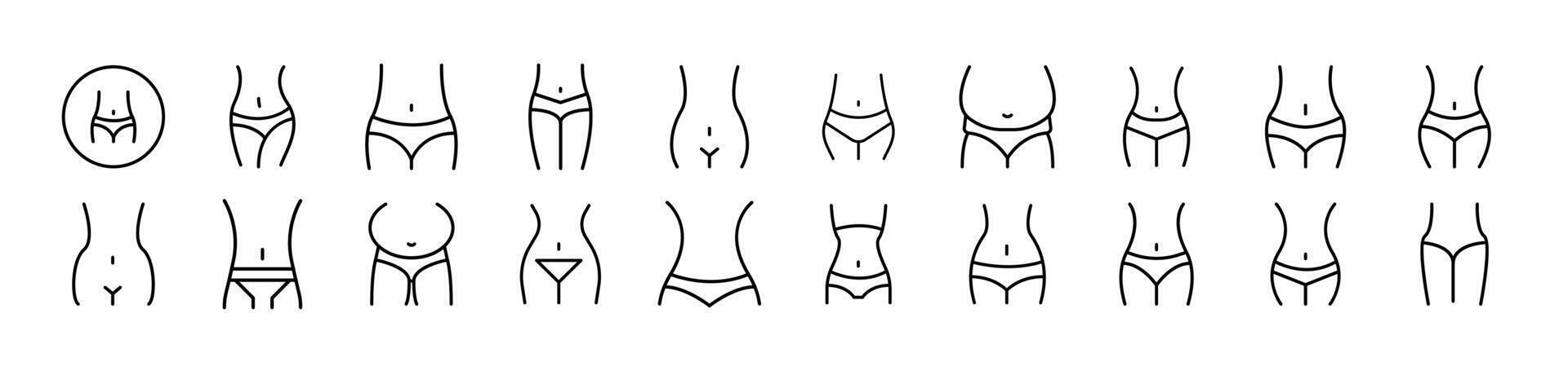 Waist Icon Set for UI, Placards, Books, Apps. Editable Stroke. Suitable for Web Sites, Books, Cards, Apps vector