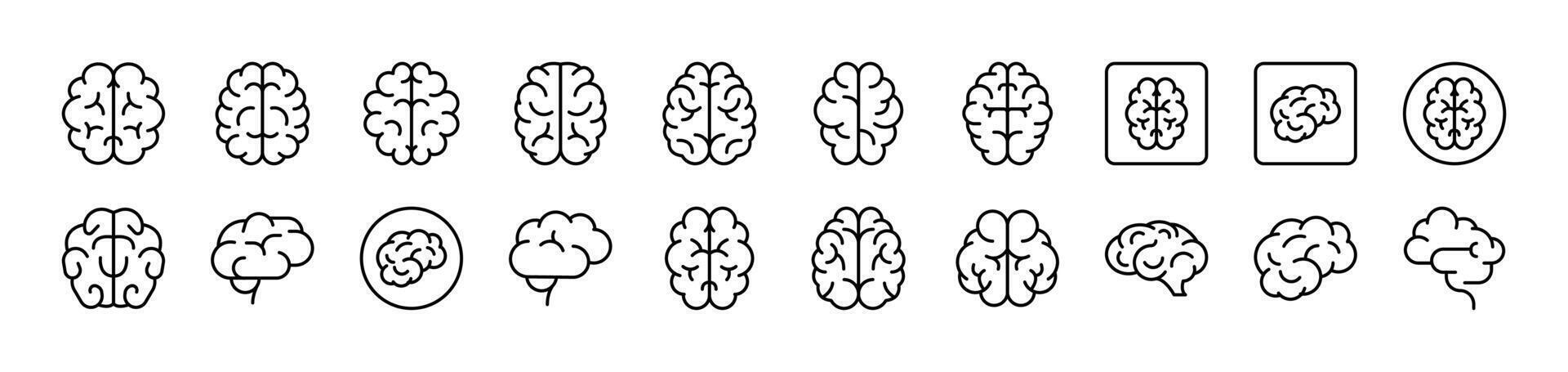 Brain Simple Isolated Line Icons Collection. Editable Stroke. Suitable for Web Sites, Books, Cards, Apps vector