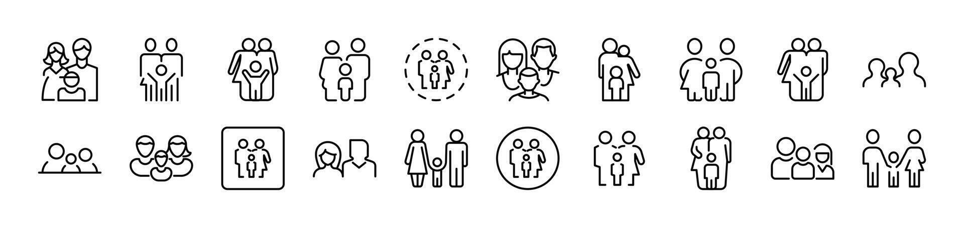 Family Pack of Thin Icons. Editable Stroke. Suitable for Web Sites, Books, Cards, Apps vector