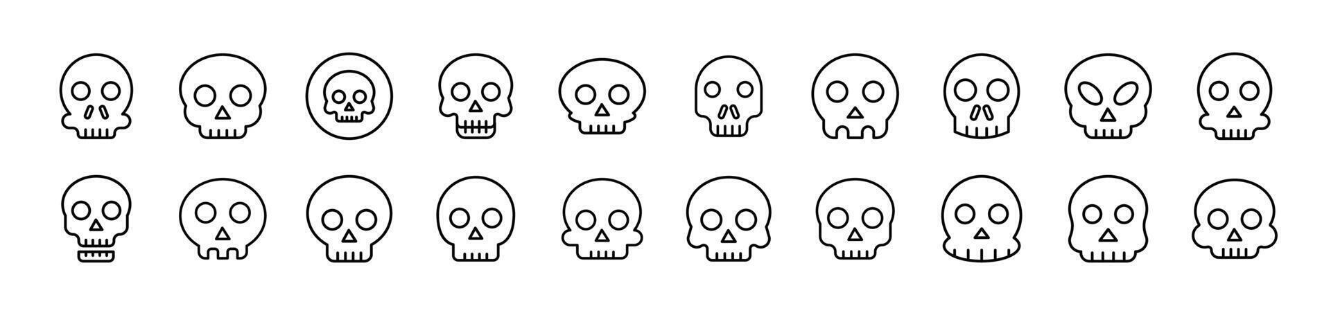 Skull Pack of Thin Icons. Editable Stroke. Suitable for Web Sites, Books, Cards, Apps vector