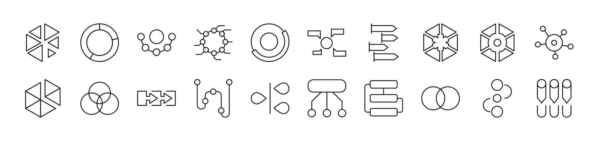Hierarchy Bundle of Thin Icons. Editable Stroke. Suitable for Web Sites, Books, Cards, Apps vector