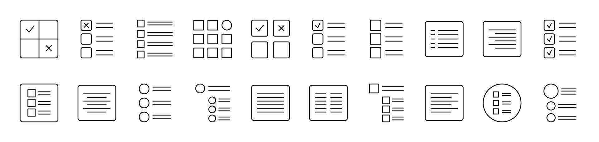 Menu and List in Interface Line Icon Collection. Editable Stroke. Perfect for Infographics, Articles, Books, Flyers, Banners vector