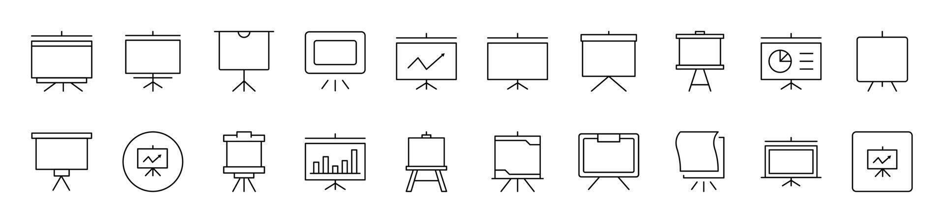 Presentation Board Picture Collection. Editable Stroke. Perfect for Infographics, Articles, Books, Flyers, Banners vector