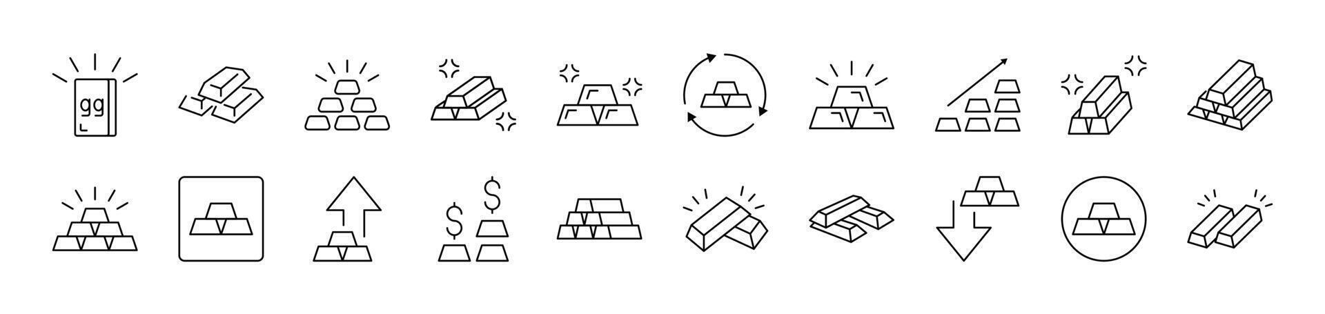 Gold Bars Simple Icon Collection. Editable Stroke. Perfect for Infographics, Articles, Books, Flyers, Banners vector