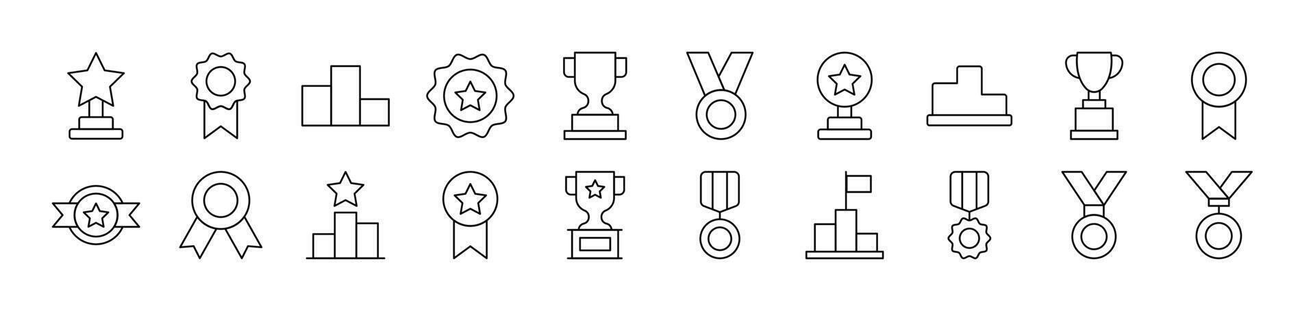 Award for Competition Related Image Collection. Editable Stroke. Perfect for Infographics, Articles, Books, Flyers, Banners vector
