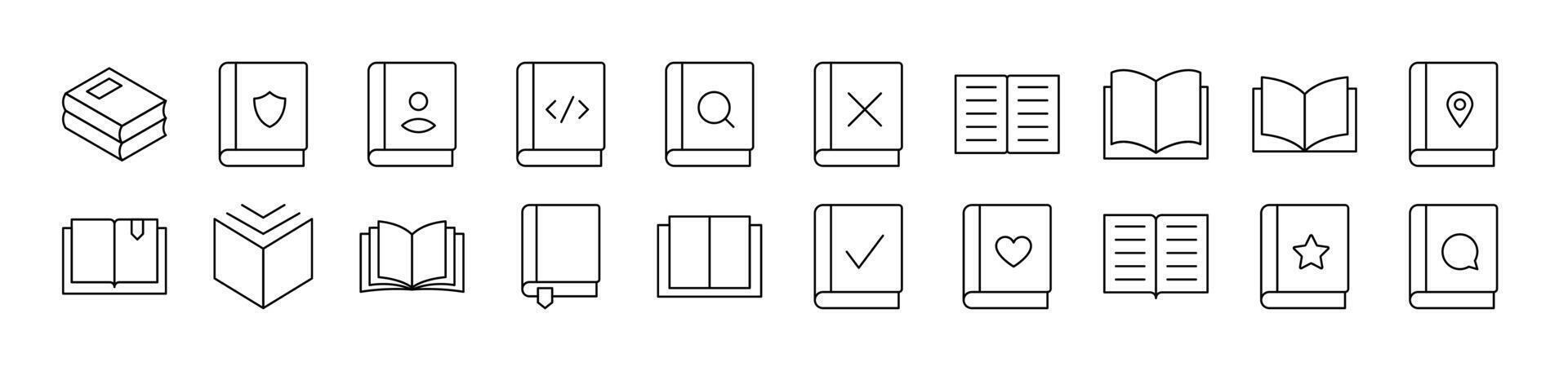 Reading Outline Icon Collection. Editable Stroke. Perfect for Infographics, Articles, Books, Flyers, Banners vector