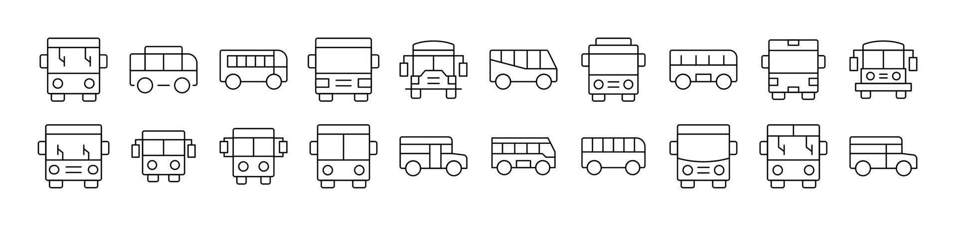 Bus Related Line Icon Collection. Editable Stroke. Perfect for Infographics, Articles, Books, Flyers, Banners vector
