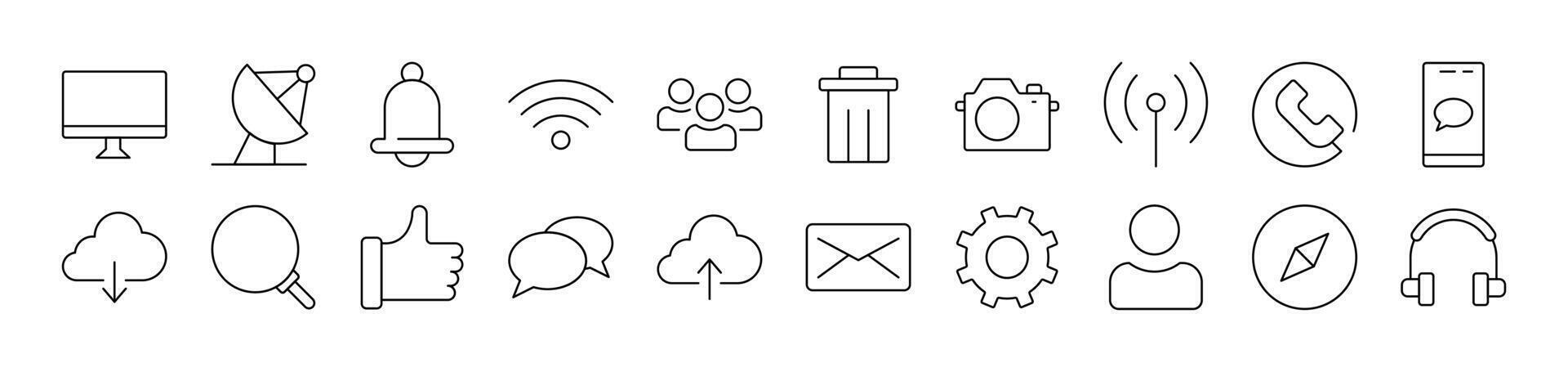 Contact Us and Communication Simple Icon Collection. Editable Stroke. Perfect for Infographics, Articles, Books, Flyers, Banners vector