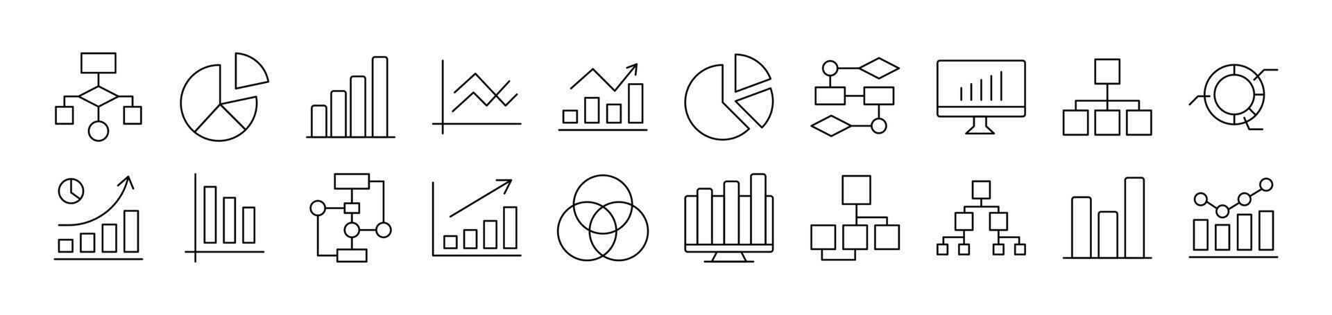 Diagrams, Pie Charts, Progress Bars Related Image Collection. Editable Stroke. Perfect for Infographics, Articles, Books, Flyers, Banners vector