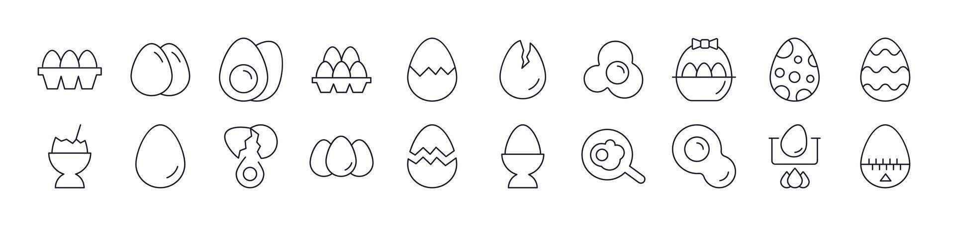 Collection of Icons of Eggs Drawn with Thin Line for apps, web sites, banners, infographics and other types of design vector