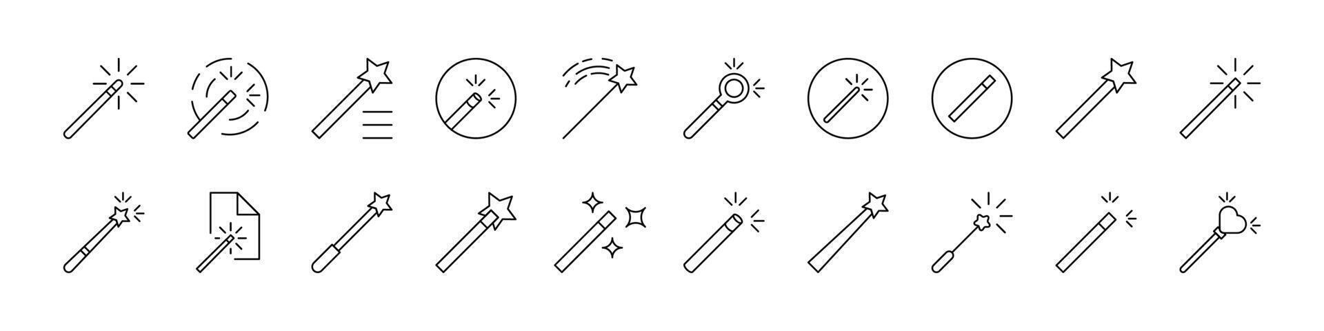 Magic Wand Simple Isolated Line Icons Collection. Editable Stroke. Suitable for Web Sites, Books, Cards, Apps vector