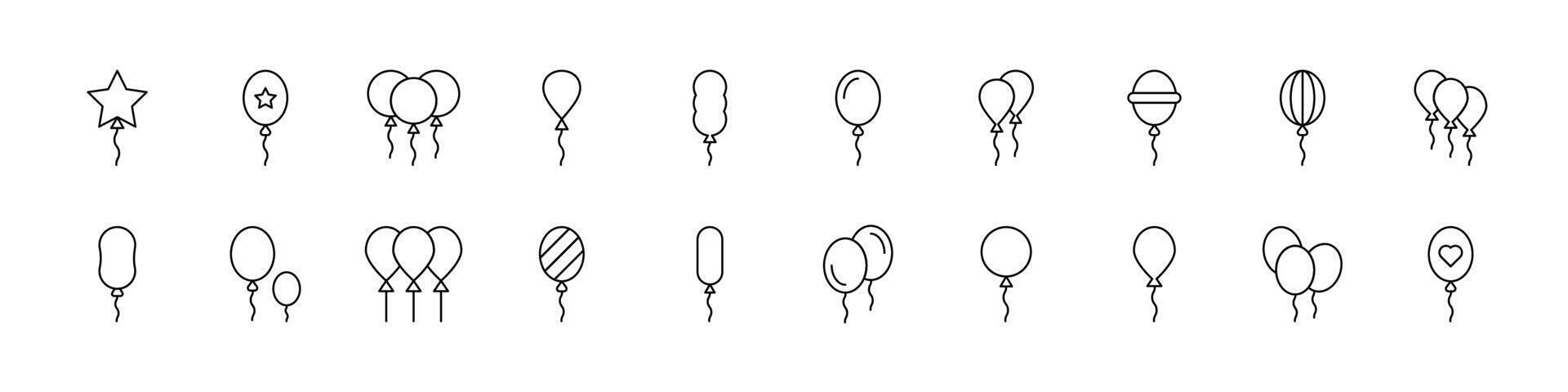Holiday Ballon Thin Icons Collection. Editable Stroke. Suitable for Web Sites, Books, Cards, Apps vector