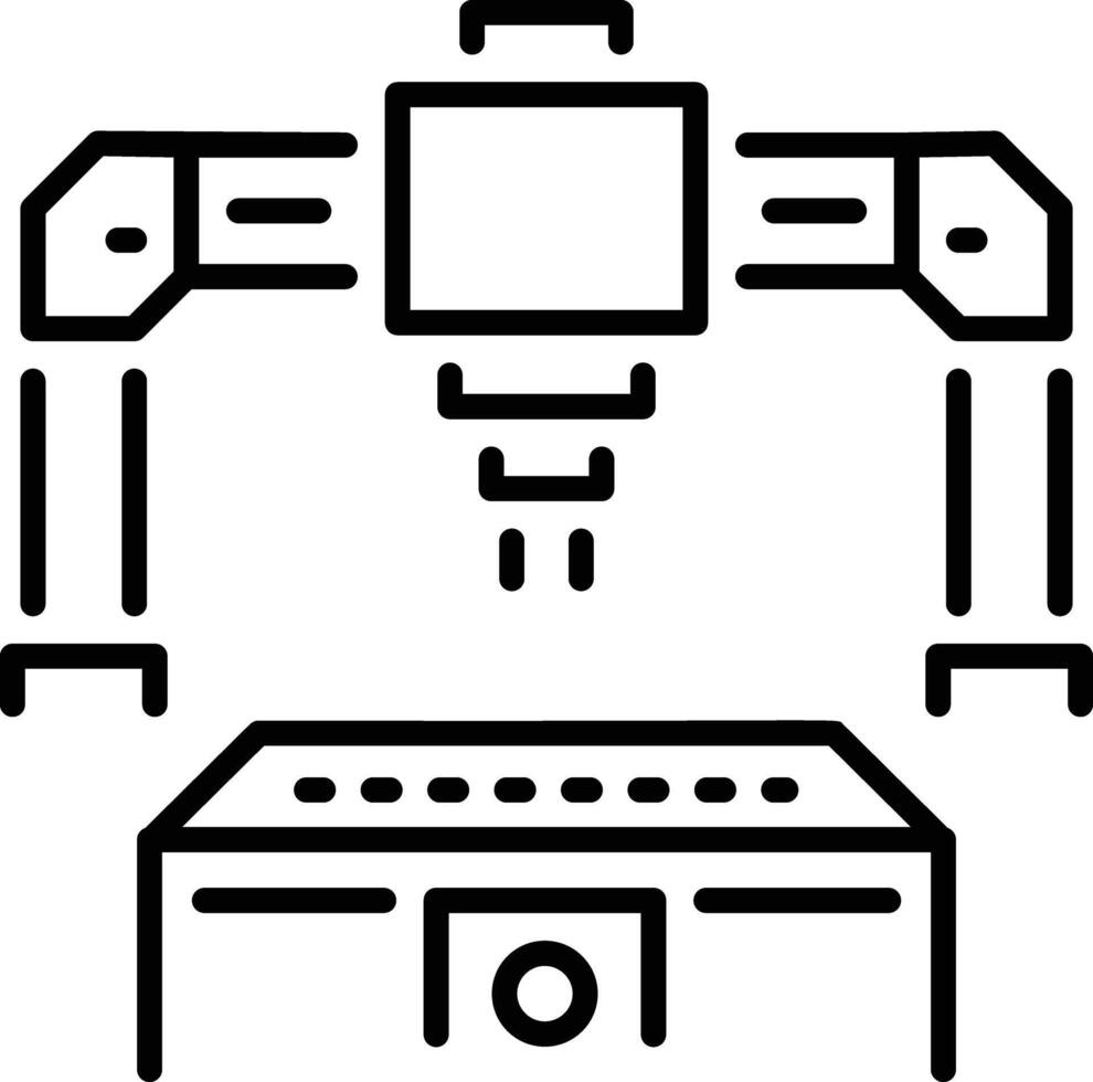 A line style icon depicting cnc machine vector