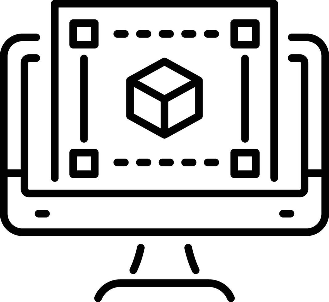 Line style icon depicting a 3d printing software vector