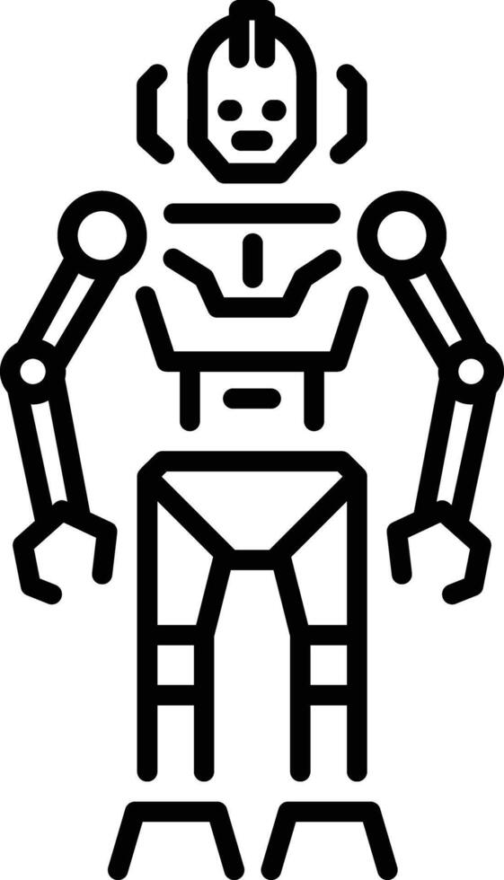 Robot character linear style icon vector