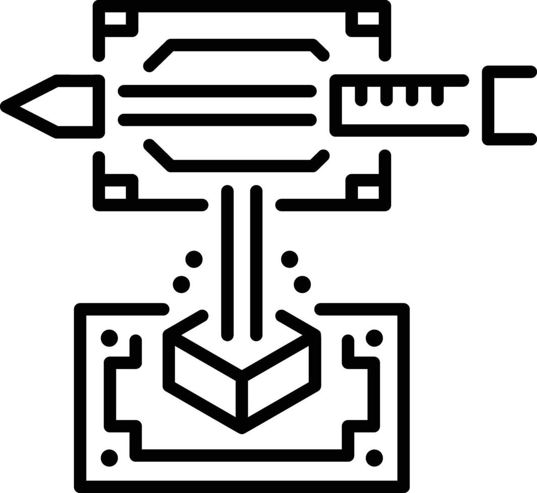 Extrude tool icon in line style vector