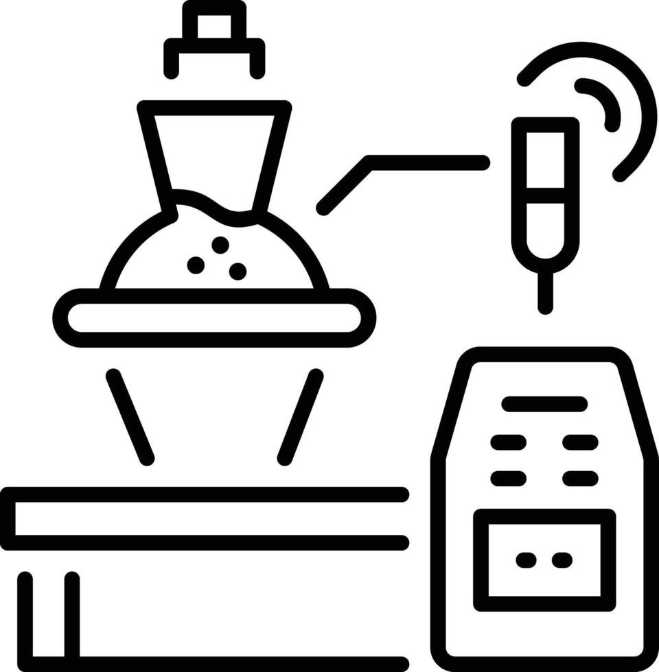 Linear icon depicting resin curing process vector